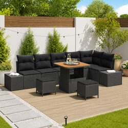 Practical Outdoor Seating with 9 Piece Sofa Set