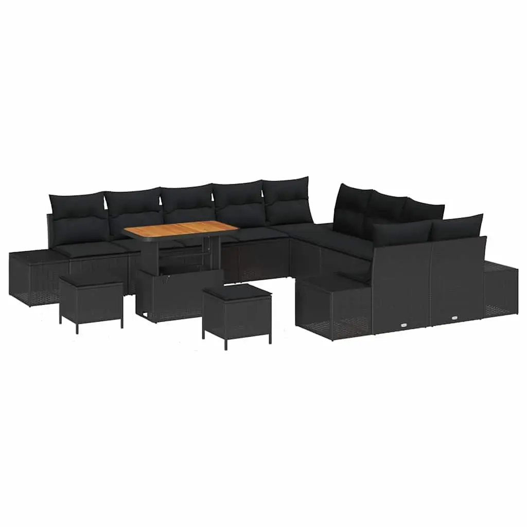 Garden Sofa Set 13 Pieces Black Poly Rattan Outdoor Furniture Patio Seating