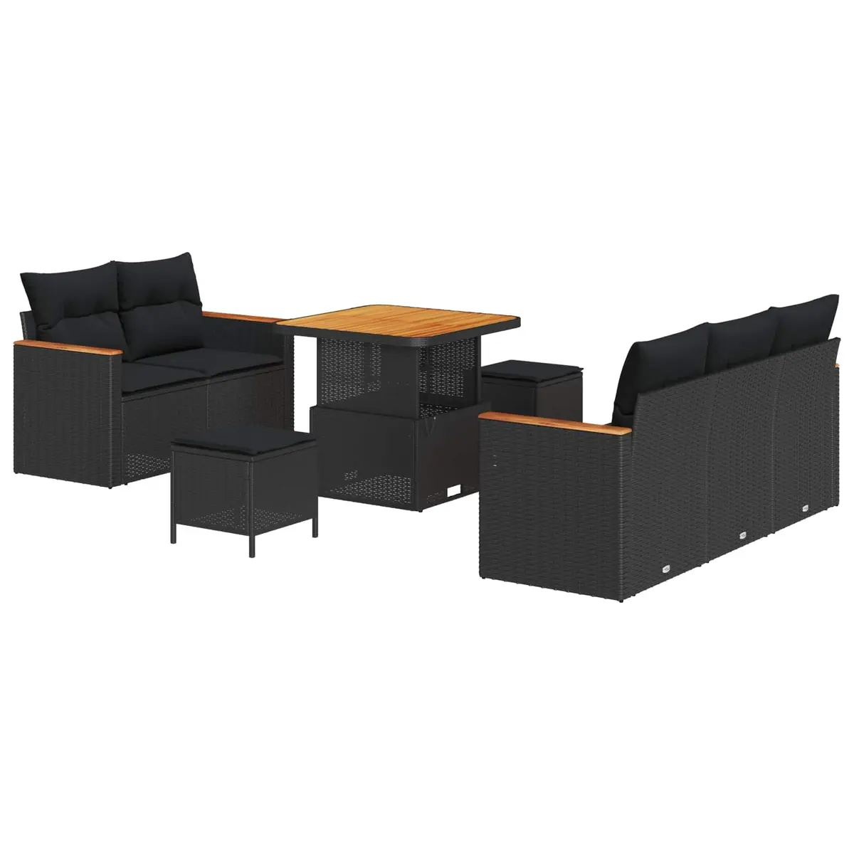 Garden Sofa Set Modular Poly Rattan 8 Piece Outdoor Patio Furniture Black