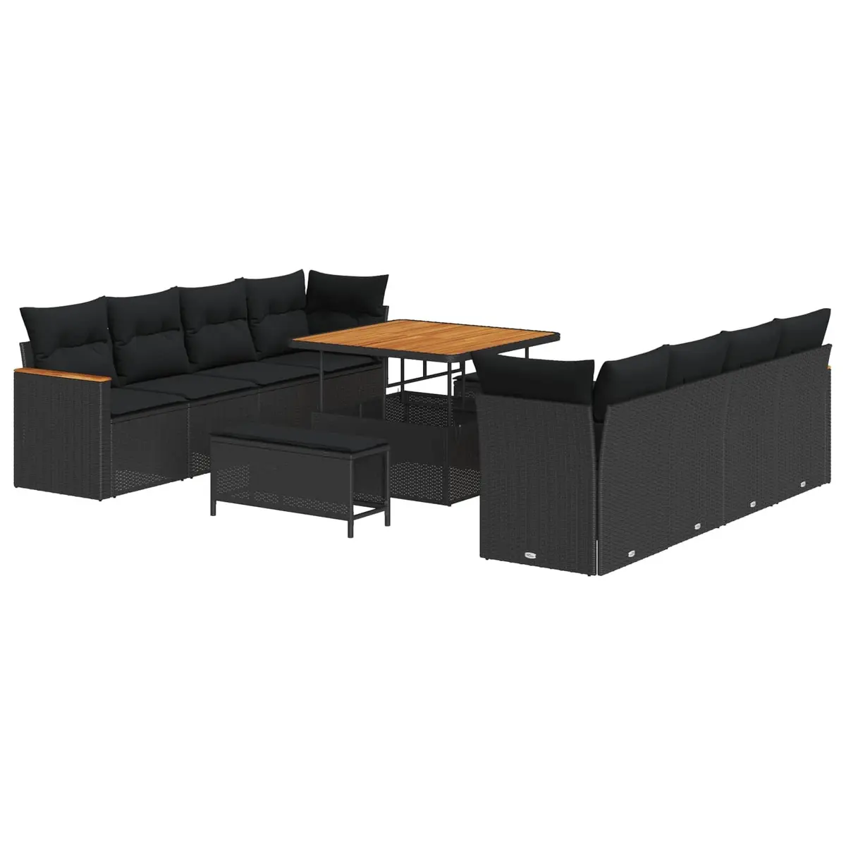 Garden Sofa Set 11 Pieces Black Outdoor Furniture Modular Patio Lounge Sectional