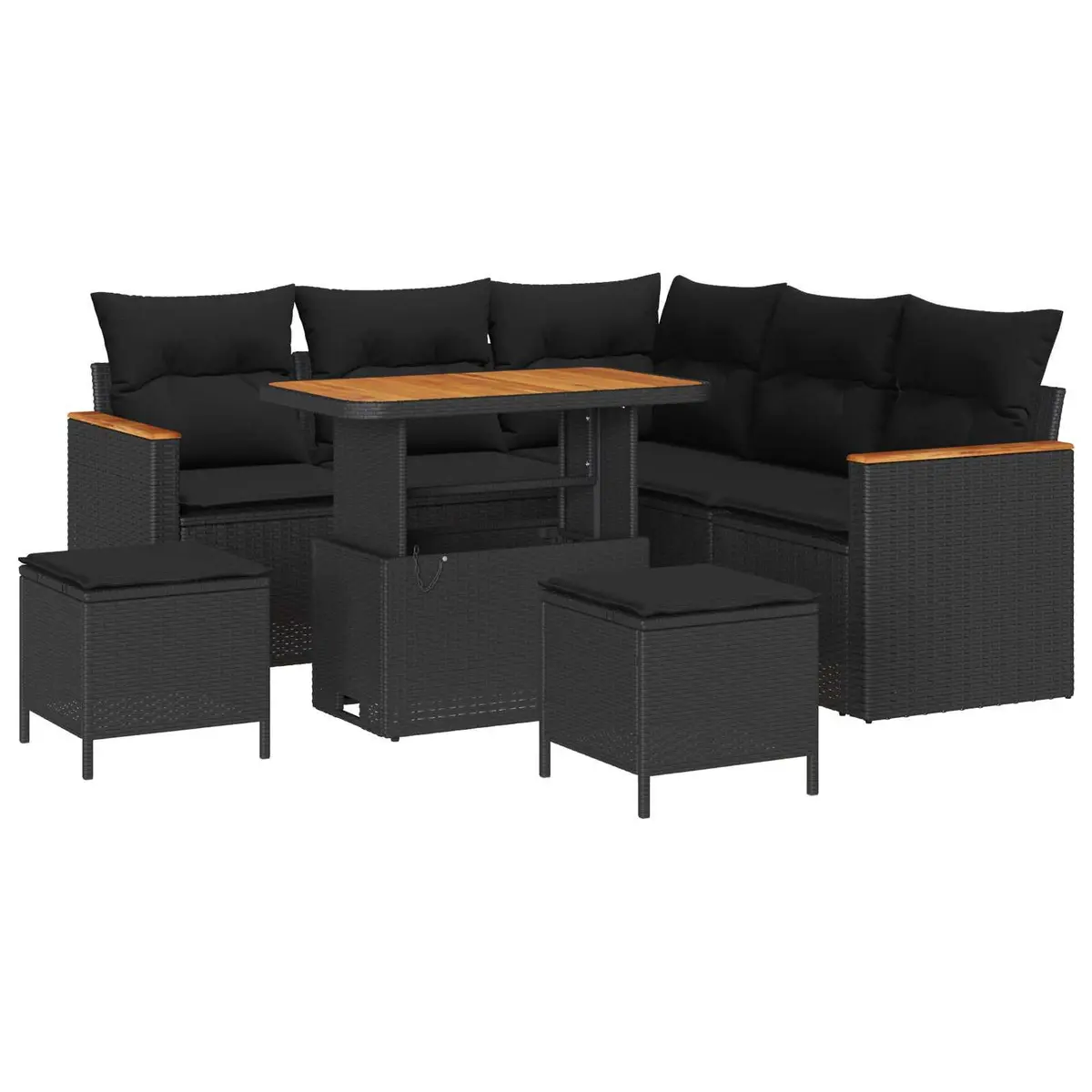 Garden Sofa Set Poly Rattan Modular 8 Piece Outdoor Patio Furniture Black