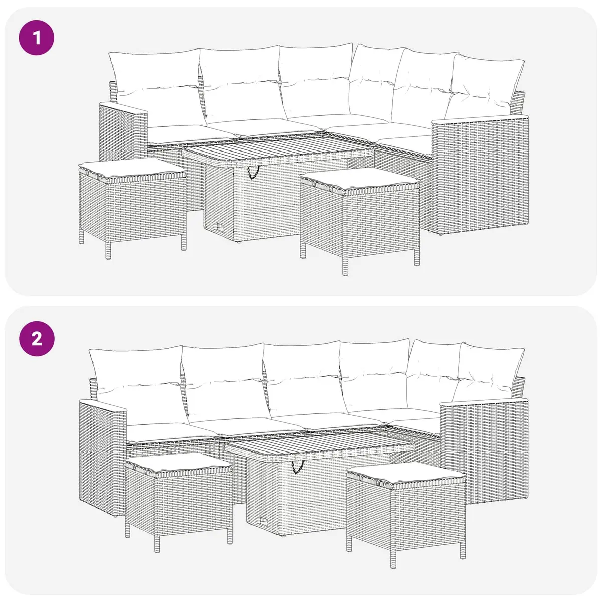 Garden Sofa Set Poly Rattan Modular 8 Piece Outdoor Patio Furniture Black