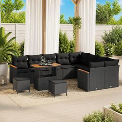 Functional 12-Piece Black Garden Sofa Set for Any Patio
