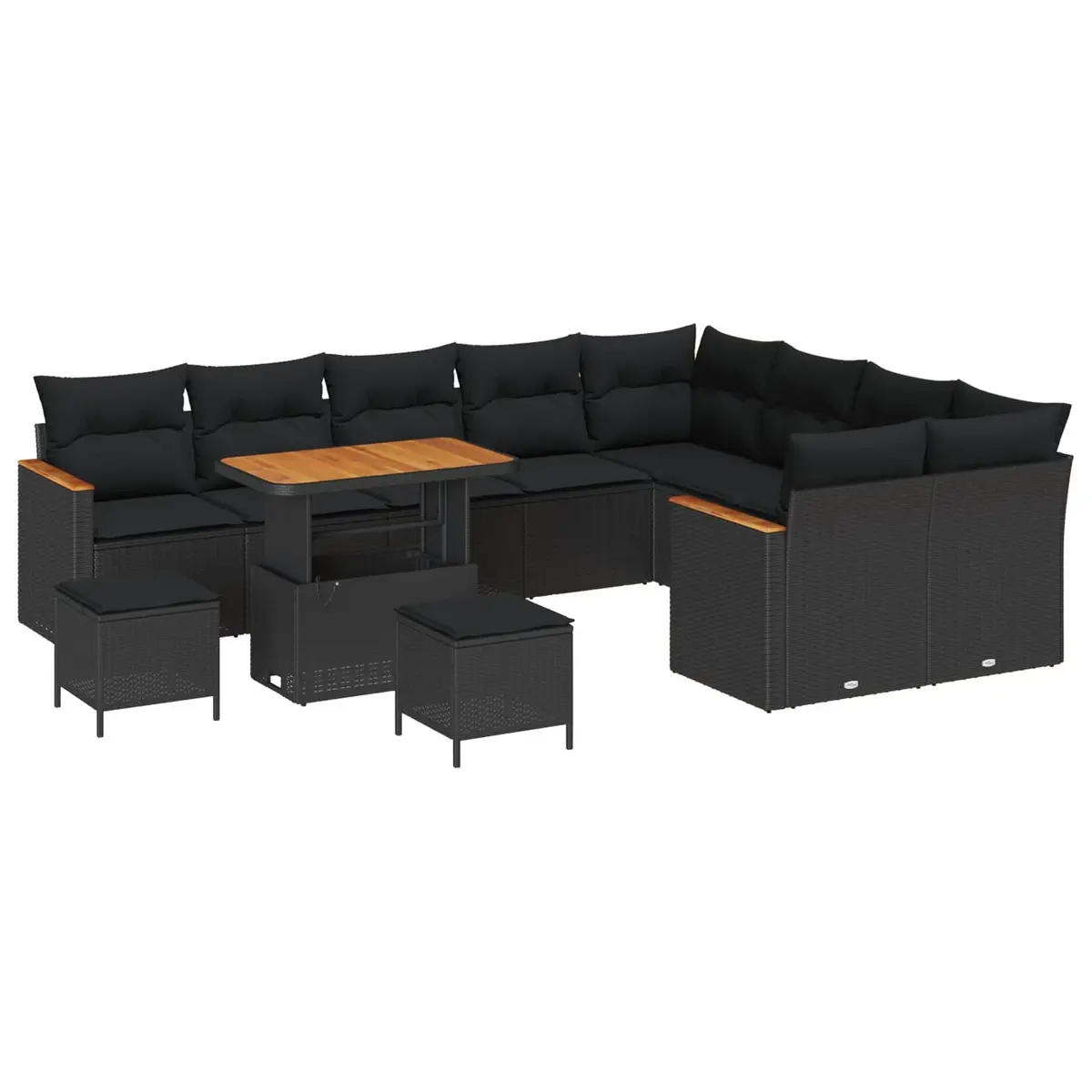 Garden Sofa Set 12 Pieces Black Outdoor Furniture Patio Lounging Seating Suite