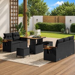 Practical 8-Piece Black Garden Sofa Set for Any Occasion