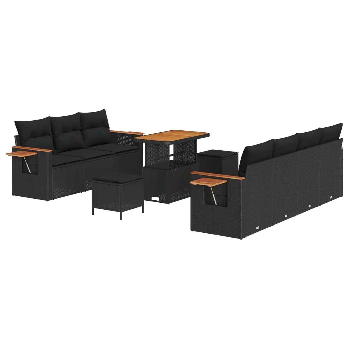 Garden Sofa Set 10 Piece Outdoor Furniture Black Poly Rattan Modular Lounge