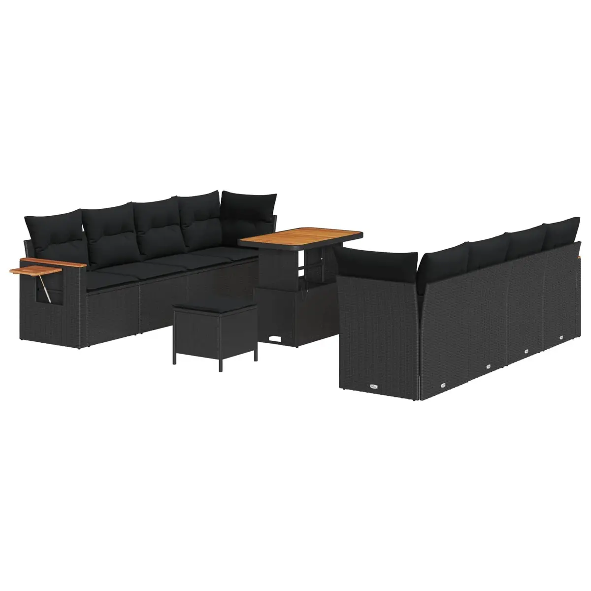 Garden Sofa Set Poly Rattan Modular 11 Piece Black Outdoor Furniture