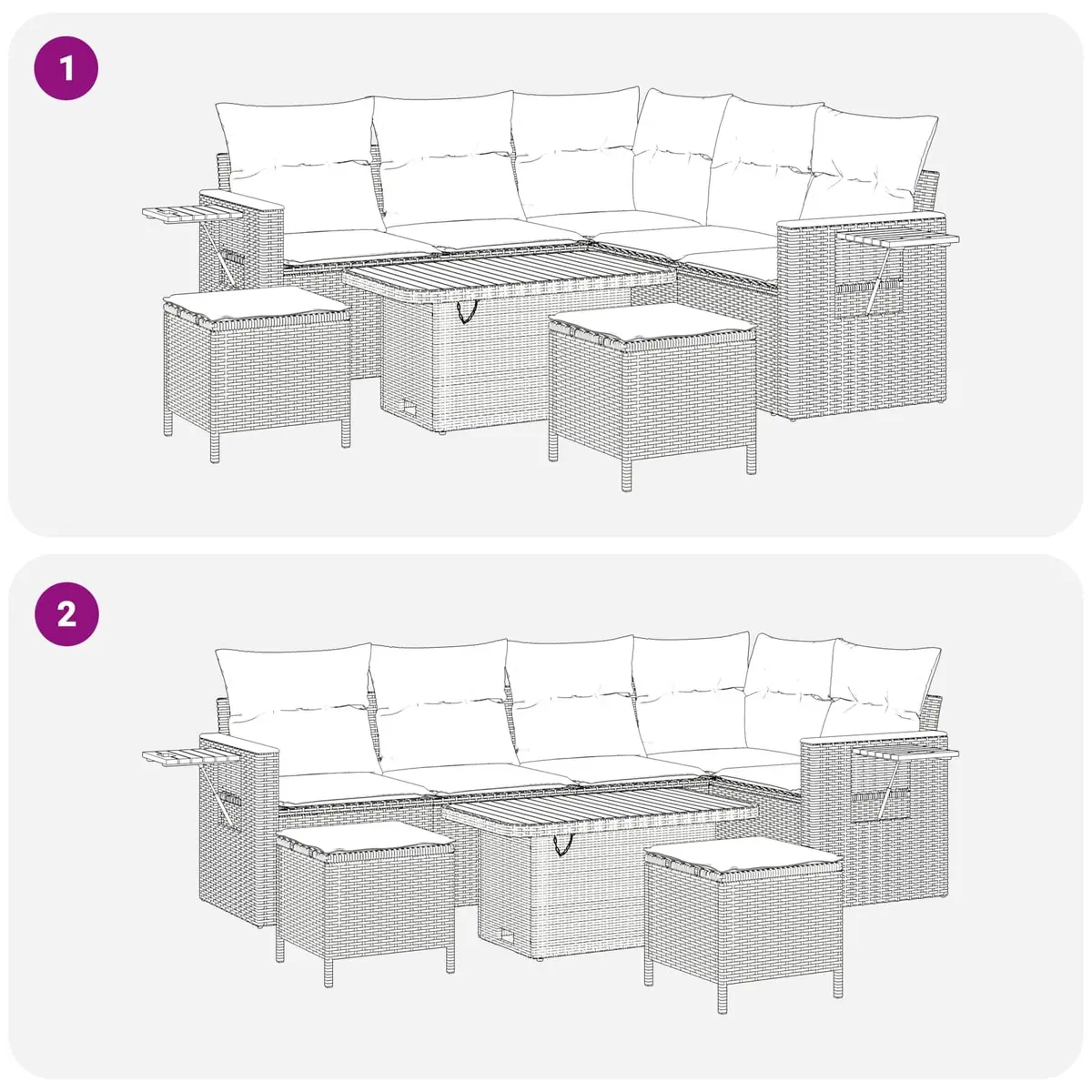 8 Piece Modular Sofa Set Poly Rattan Black Outdoor Patio Furniture