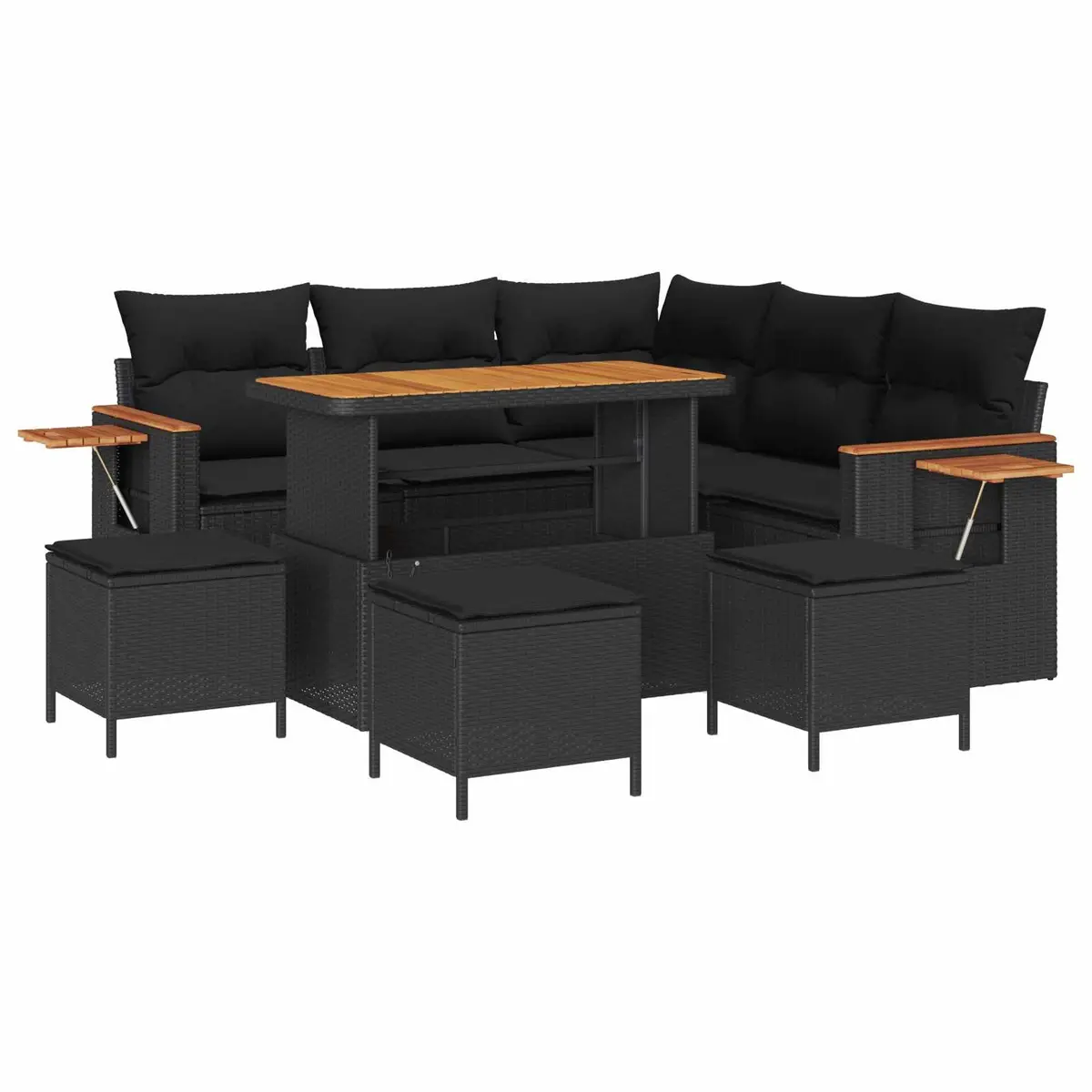 Garden Sofa Set 9 Pcs Black Outdoor Furniture Patio Rattan Modular Sectional