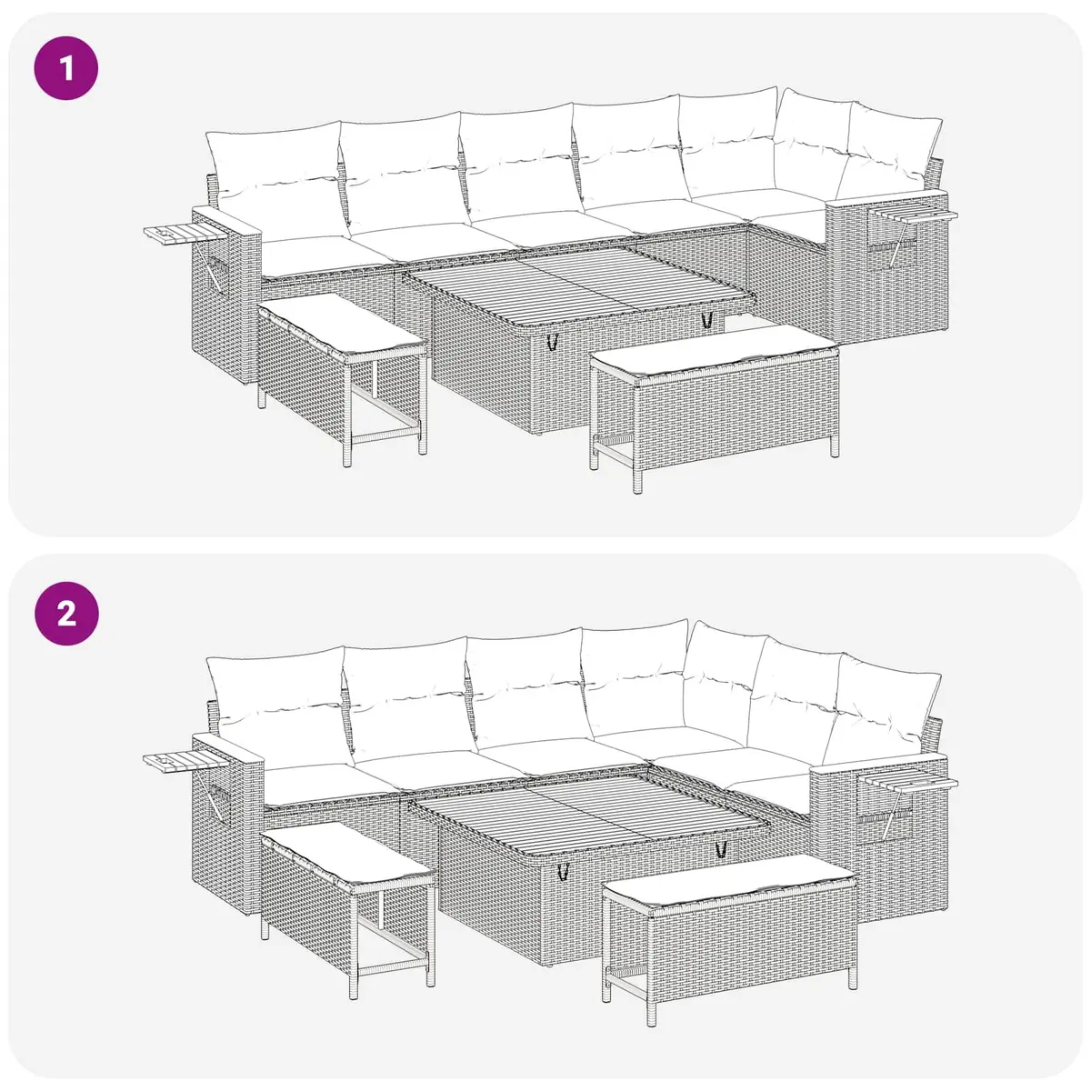 Garden Sofa Set Modular Poly Rattan 9 Pieces Outdoor Patio Furniture Black