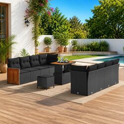 Versatile Outdoor 11-Piece Garden Sofa Set in Black