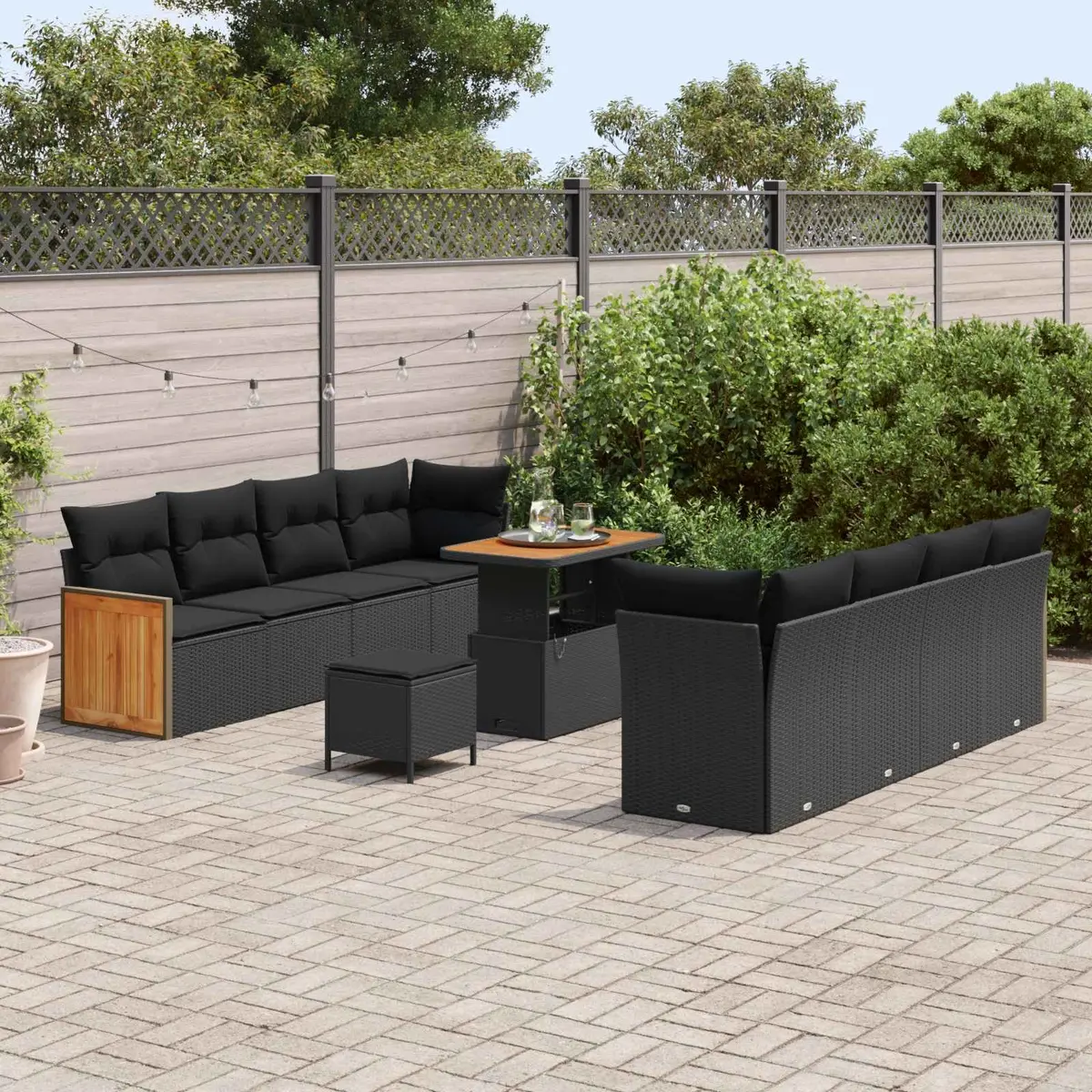 Outdoor 11-Piece Garden Sofa Set in Black
