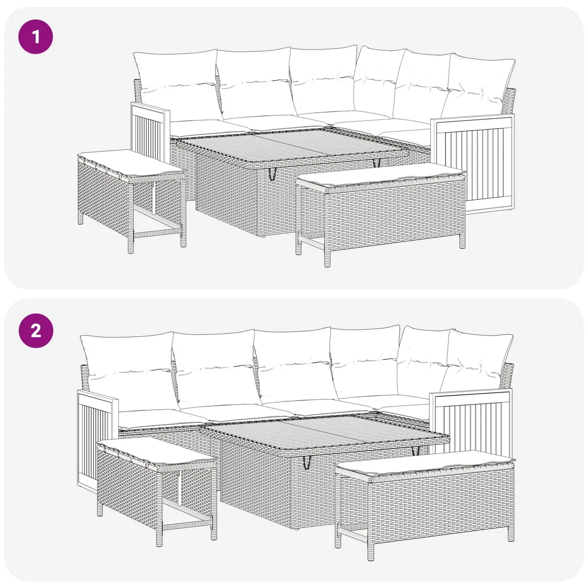 8-Piece Garden Sofa Set in Black Rattan