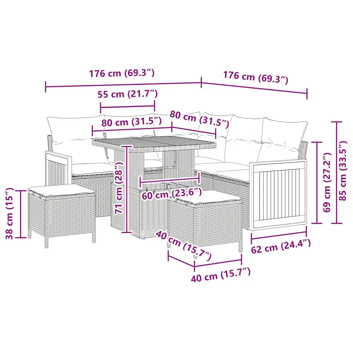 Outdoor Sofa Set for Patios and Gardens