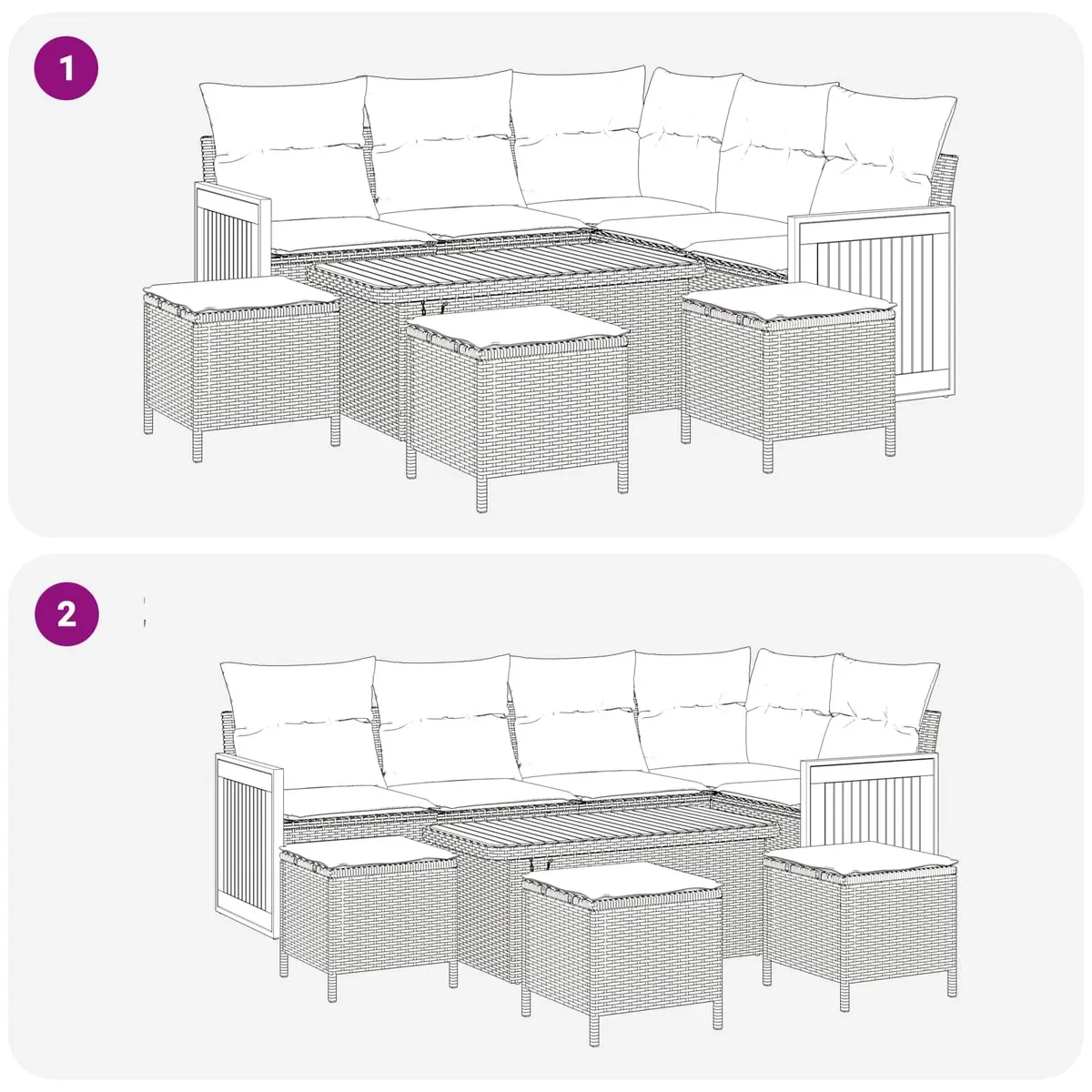 Outdoor Garden Sofa Set Poly Rattan Steel Frame 9 Piece Black