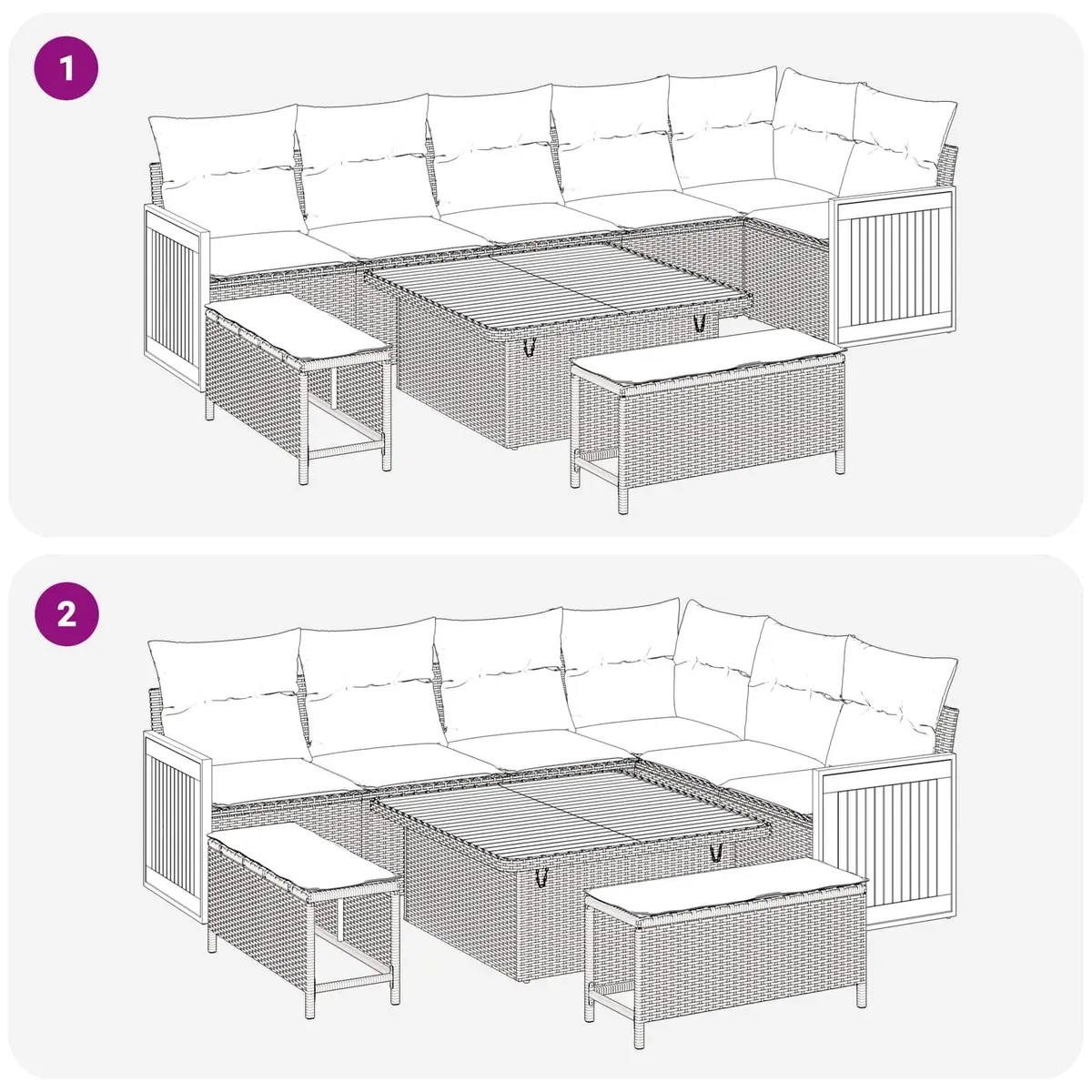 Garden Sofa Set 9 Pcs Black Outdoor Seating Poly Rattan Steel Frame Patio Lounge