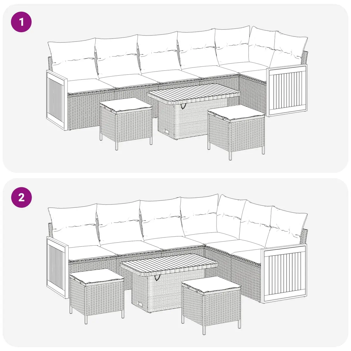 Garden Sofa Set Poly Rattan 9 Pieces Outdoor Seating Black Steel Frame