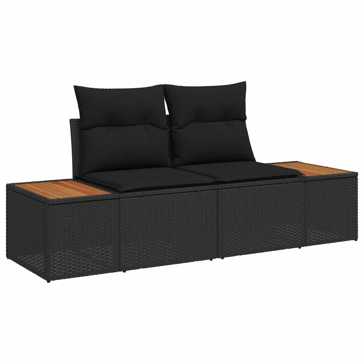 Outdoor Garden Sofa Set 8 Pieces Modular Black Poly Rattan Steel Furniture