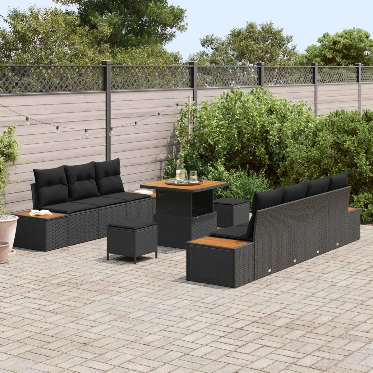 10-Piece Black Sofa Set for Outdoor Living