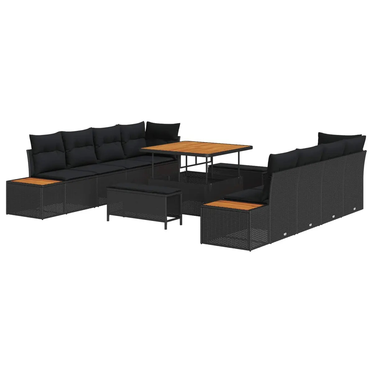 11-Piece Black Sofa Set for Outdoor Use