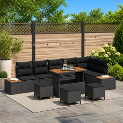 Practical 10 Piece Black Outdoor Sofa Set