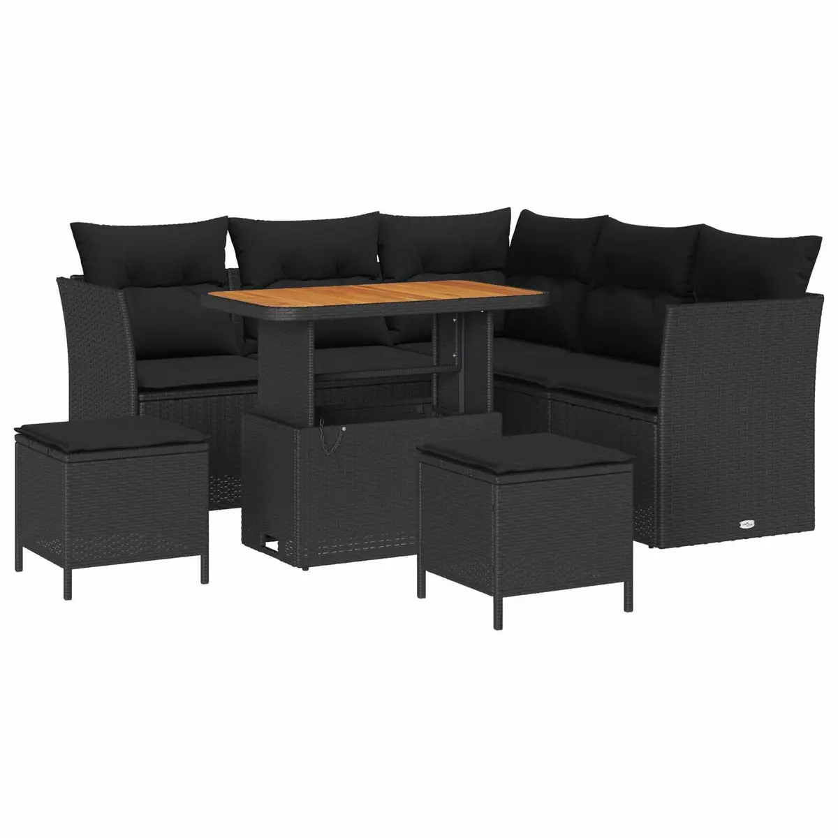 Outdoor Sofa Set Poly Rattan 8 Piece Modular Garden Furniture Black