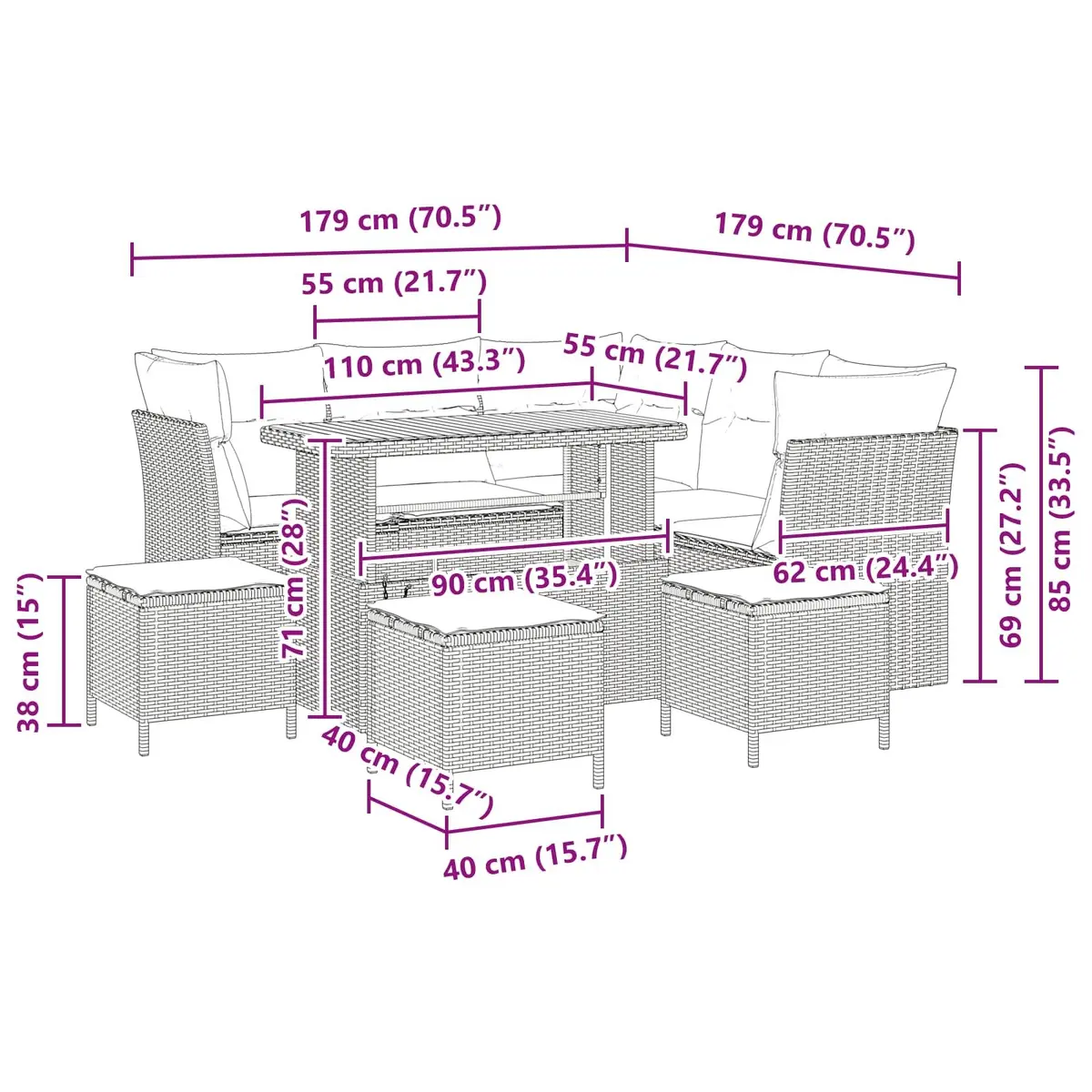 Modular Sofa Set for Gardens and Patios