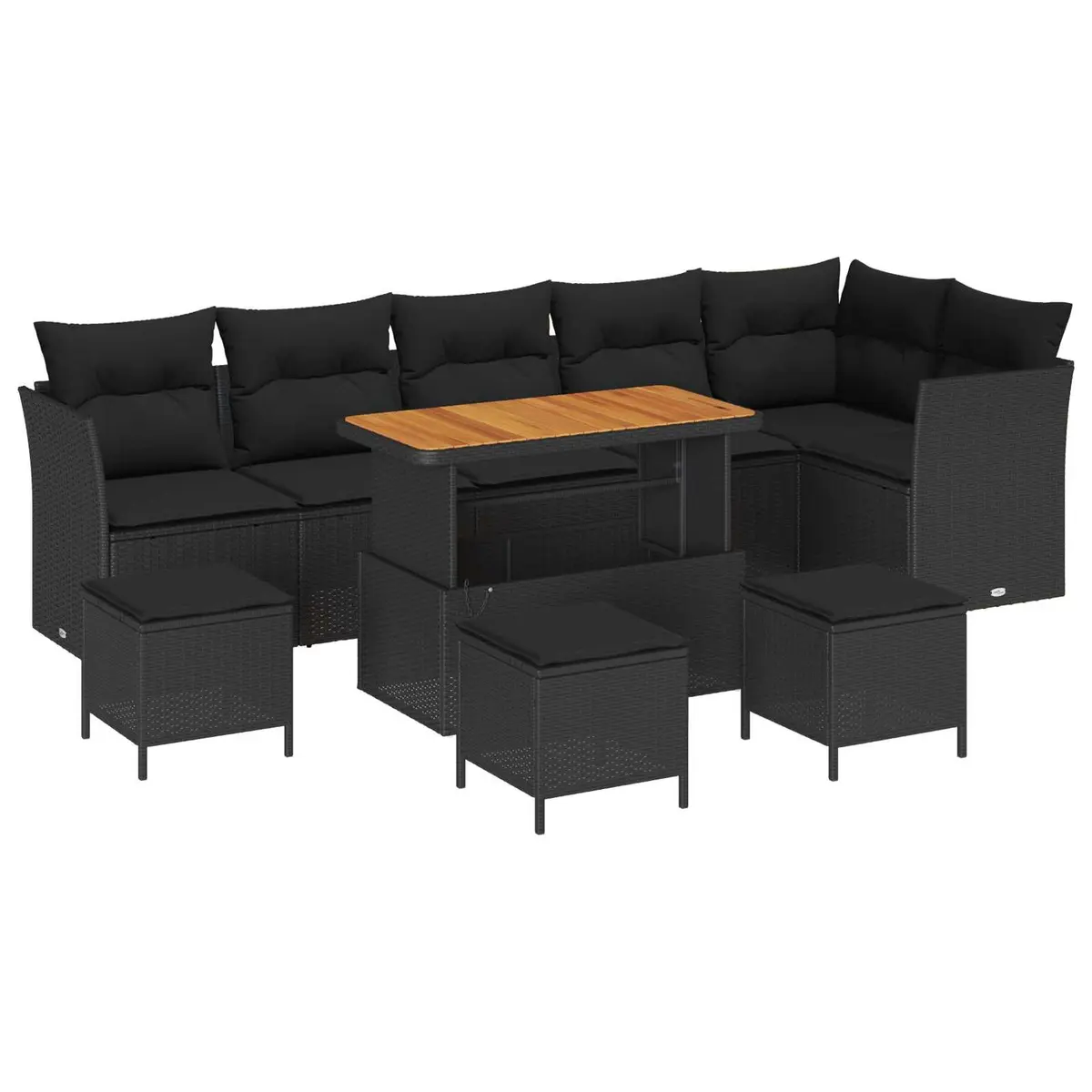 Garden Sofa Set Modular Rattan 10 Piece Black Outdoor Lounge with Storage