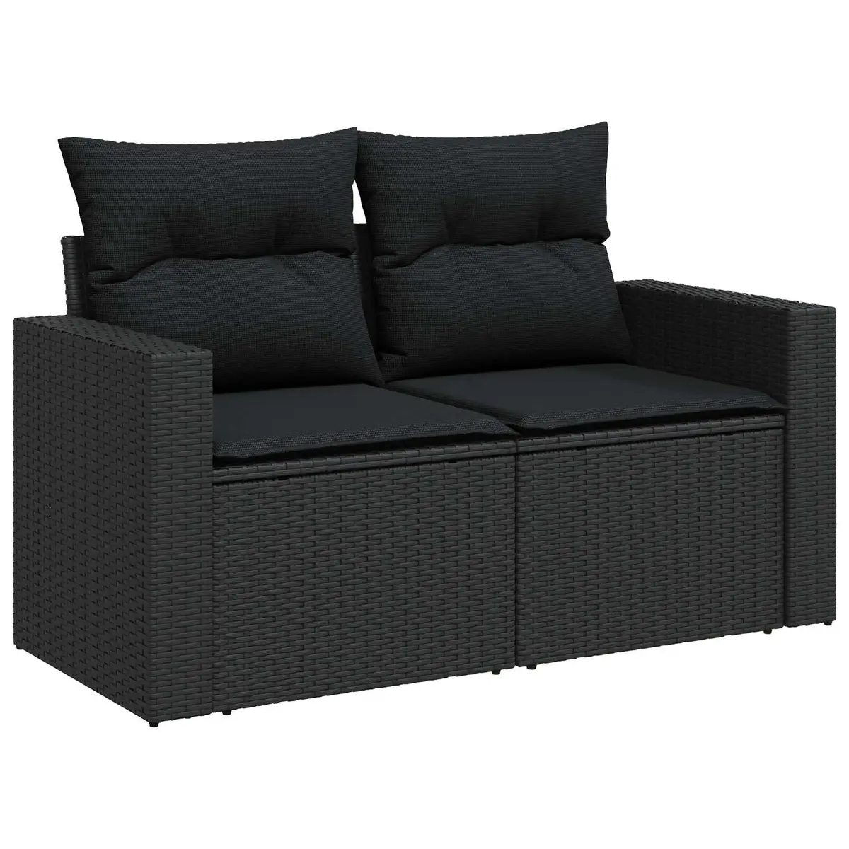 Modular Garden Sofa Set 8 Piece Outdoor Poly Rattan Furniture with Storage Black
