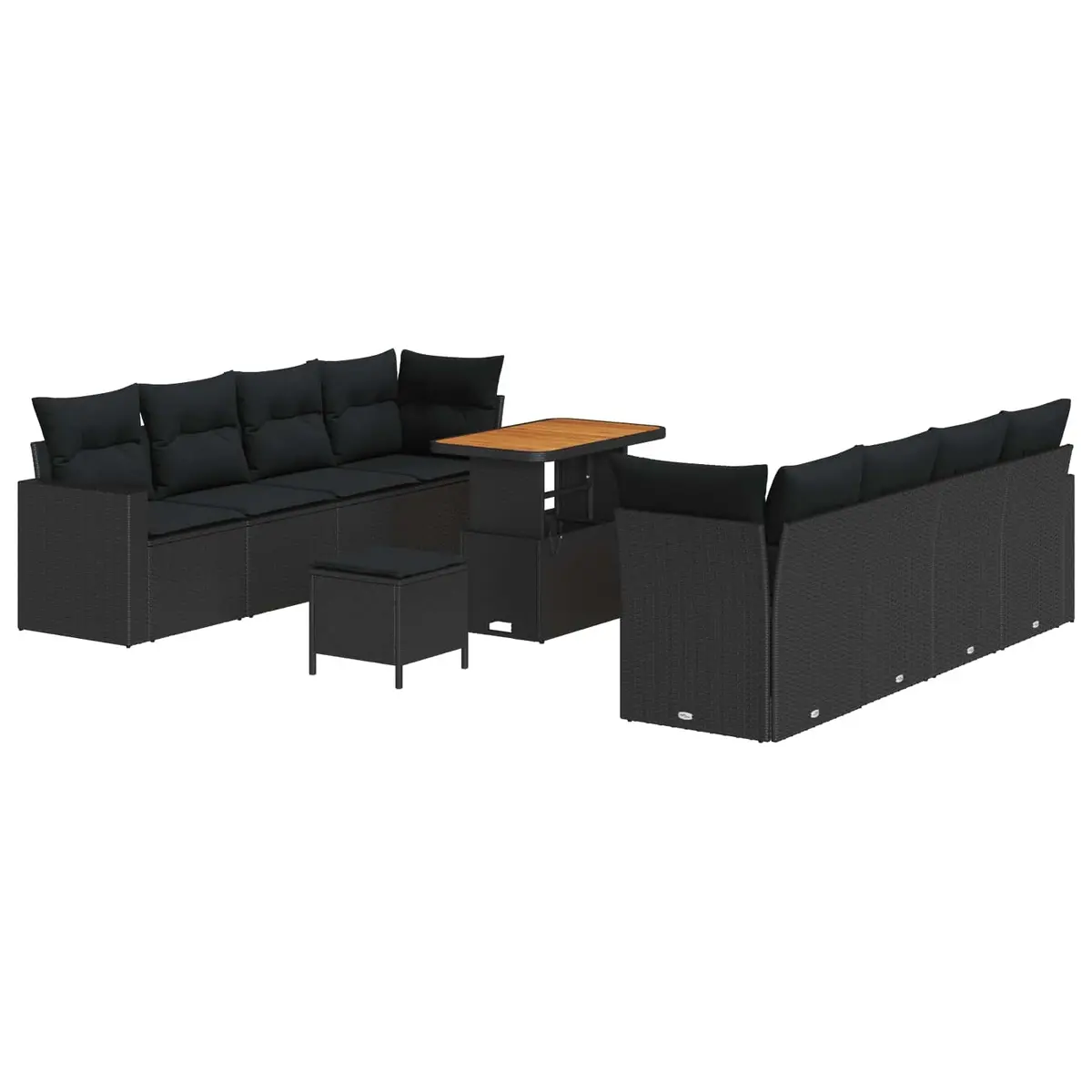 Modular Sofa Set Outdoor 12 Piece Black Poly Rattan Cushion Sectional Lounge