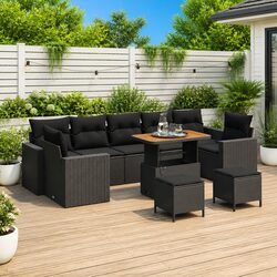 Outdoor Garden Sofa Set 13 Piece Modular Seating Black Poly Rattan with Cushions