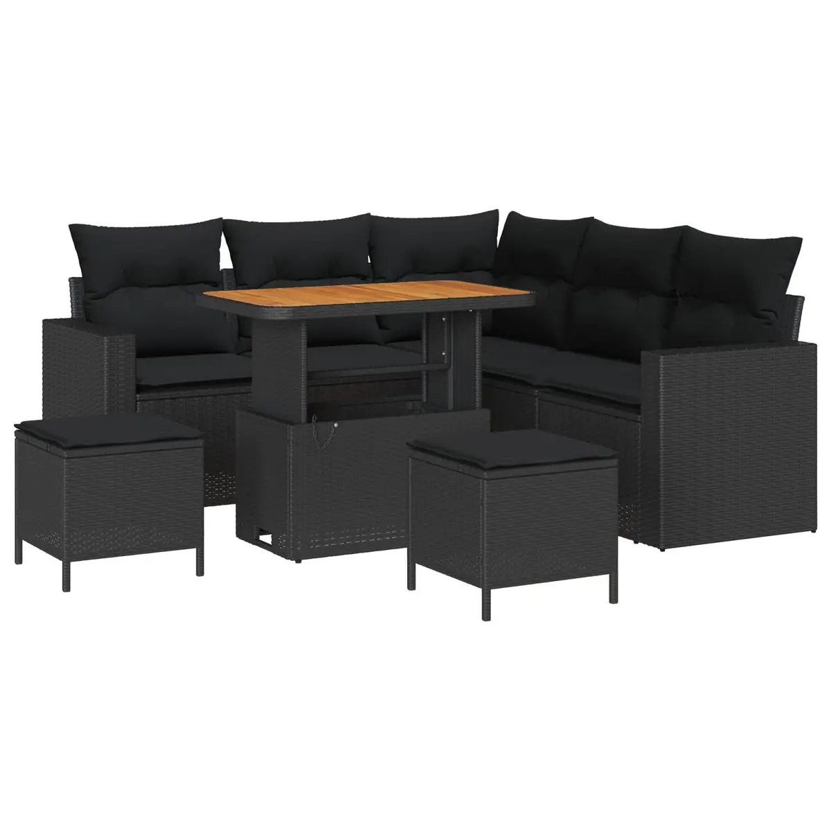 Garden Sofa Set Modular Poly Rattan 9 Piece Black Outdoor Seating