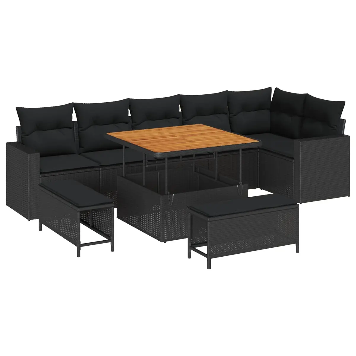 Outdoor Garden Sofa Set 11 Piece Modular Patio Seating Black Rattan Furniture
