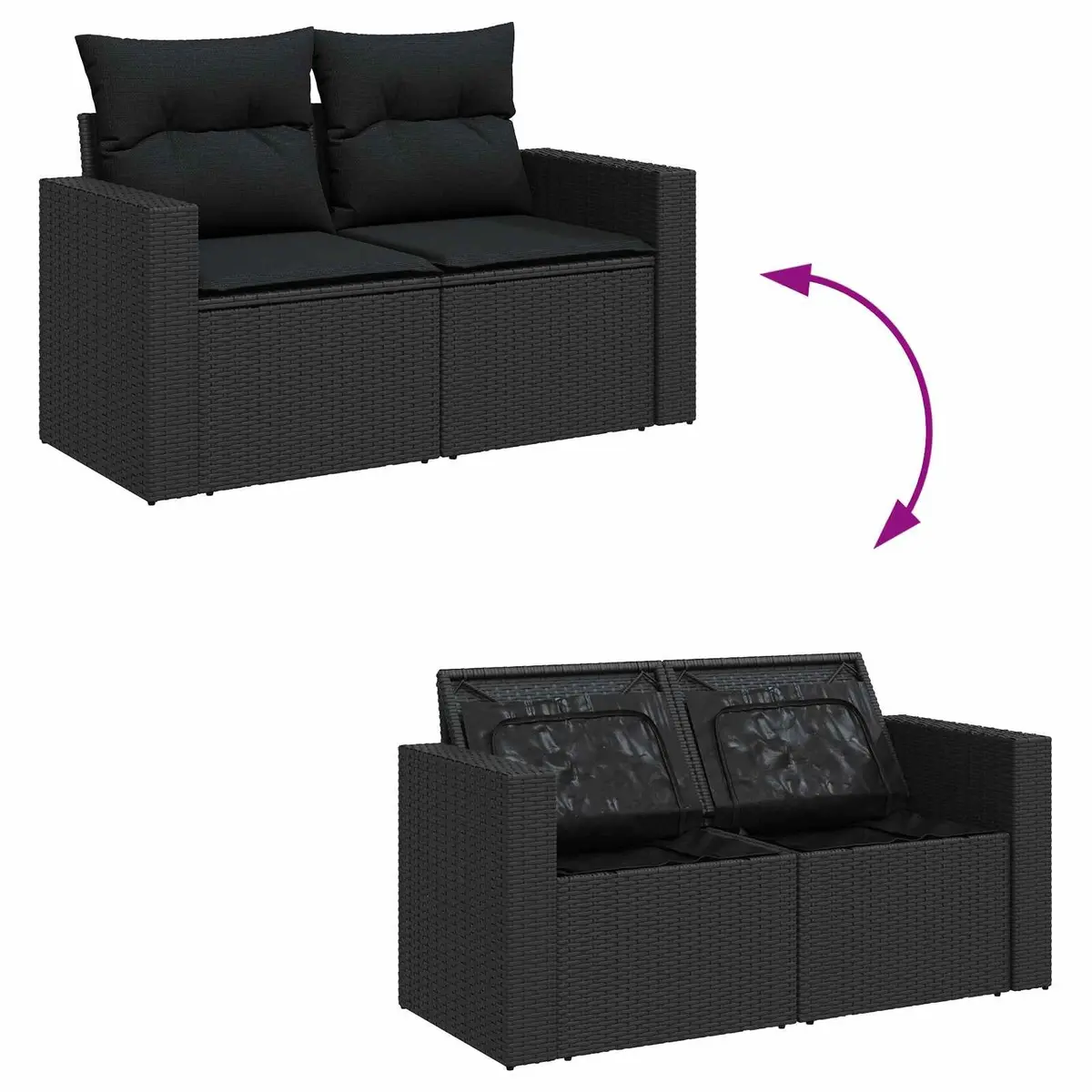 Modular Garden Sofa Set 18 Pieces Black Poly Rattan Outdoor Seating Patio