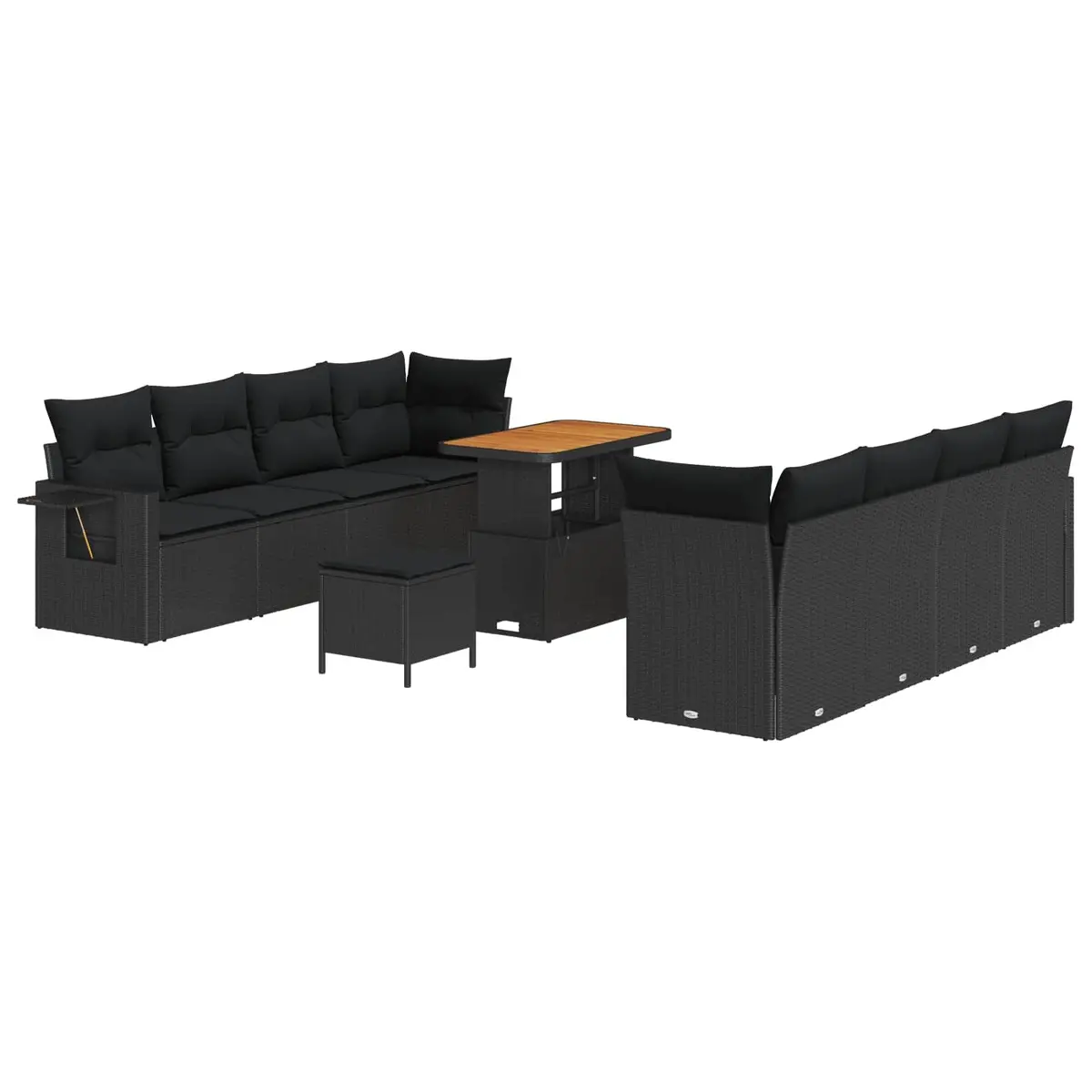 Garden Sofa Set Poly Rattan Modular Outdoor Lounge Black