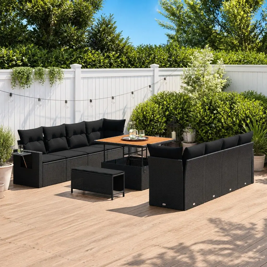 Garden Sofa Set Poly Rattan Modular Outdoor Lounge Furniture Black