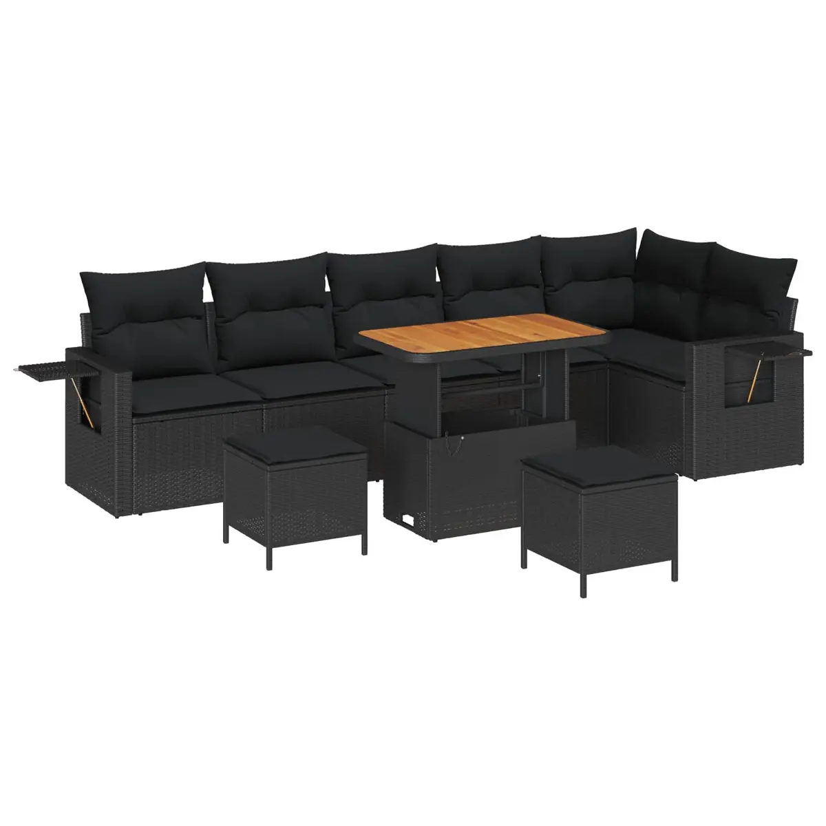 11 Piece Modular Outdoor Garden Sofa Set Black Poly Rattan
