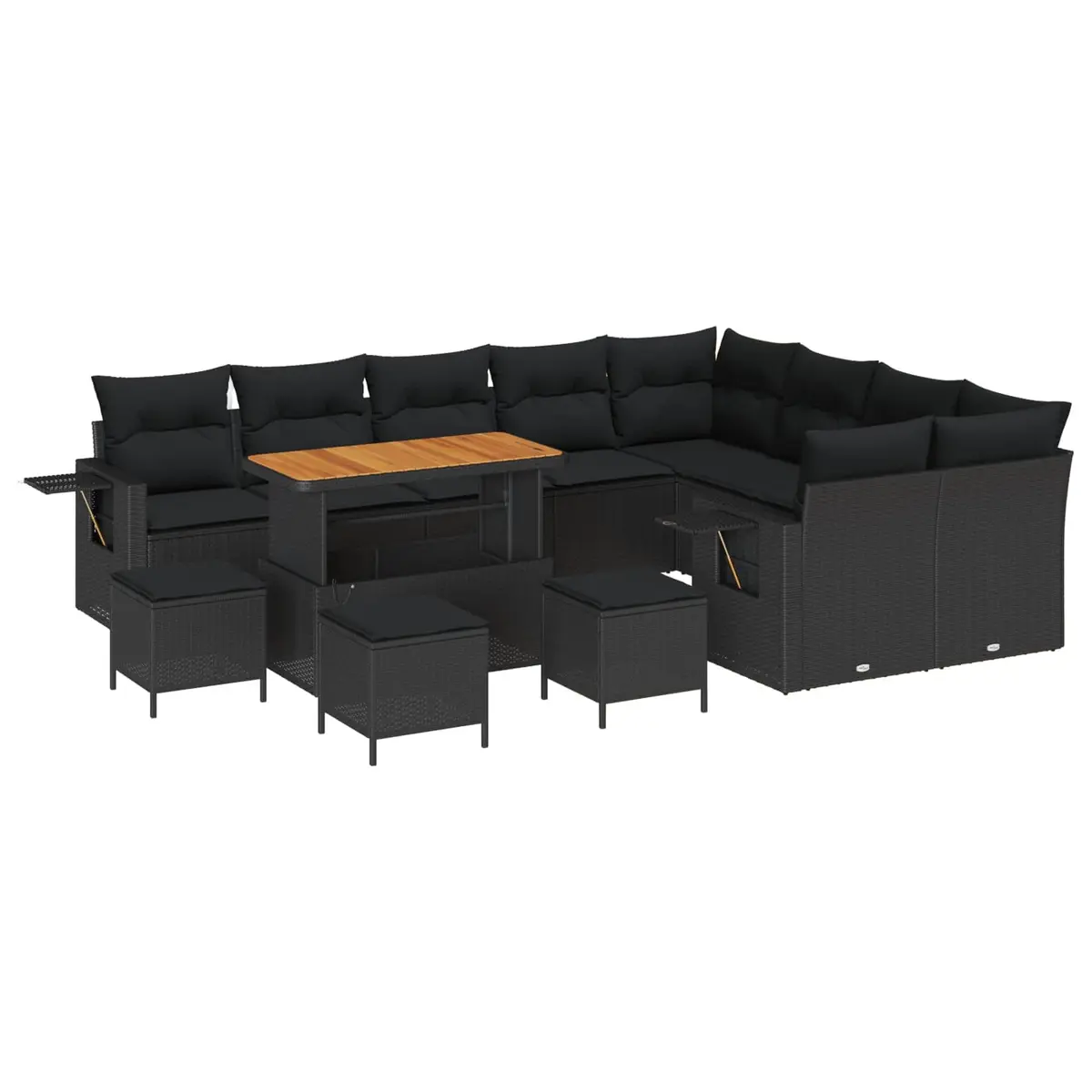 Modular Garden Sofa Set 13 Pieces Poly Rattan Black Patio Furniture