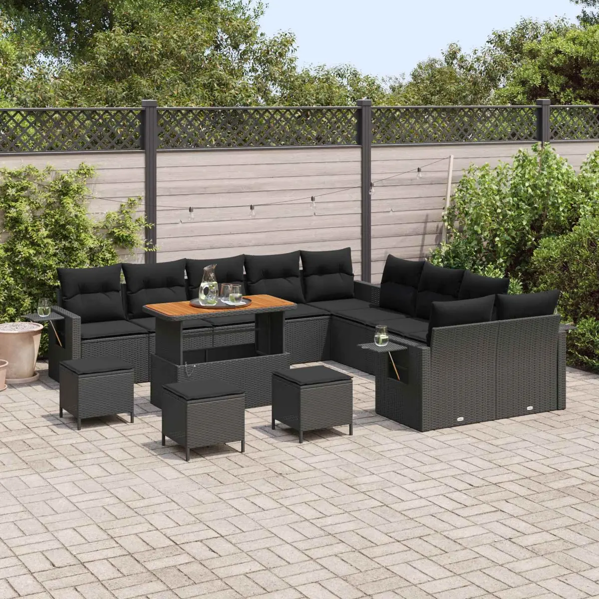 Garden Sofa Set 14 Pieces Outdoor Furniture Modular Rattan Sectional with