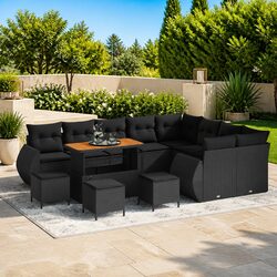 Outdoor Garden Sofa Set Modular Poly Rattan 13 Piece Black Seating Lounge Suite