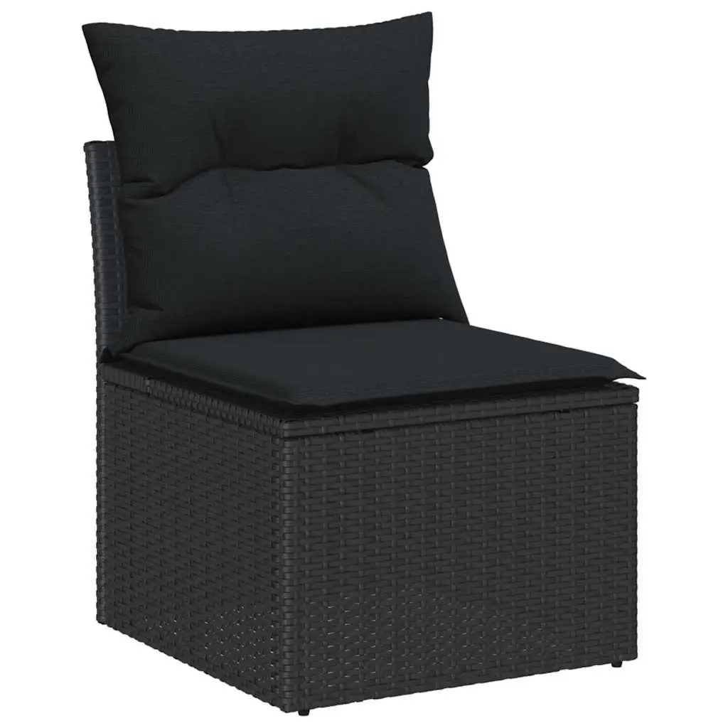 Outdoor Garden Sofa Set Poly Rattan 9 Piece Black Sectional Furniture