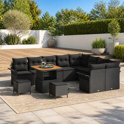 Practical Black Garden Sofa Set for Relaxation