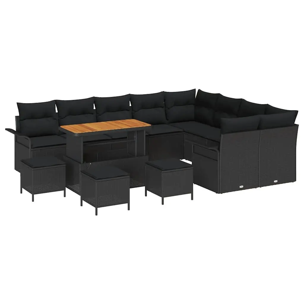 Outdoor Garden Sofa Set 13 Pieces Sectional Lounge Patio Furniture Black with