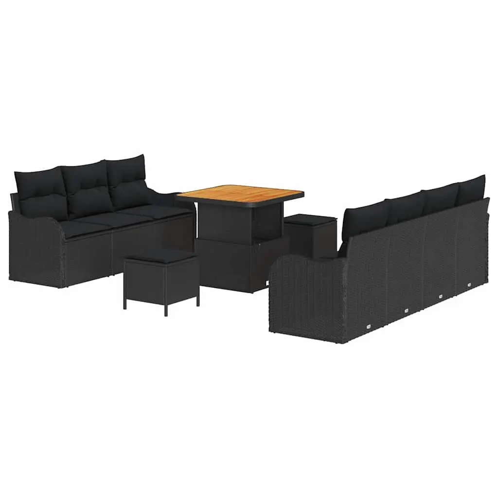 Outdoor Sofa Set Modular Poly Rattan 10 Piece Black