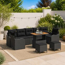 Versatile 10-Piece Garden Rattan Sofa Set for Outdoor Living