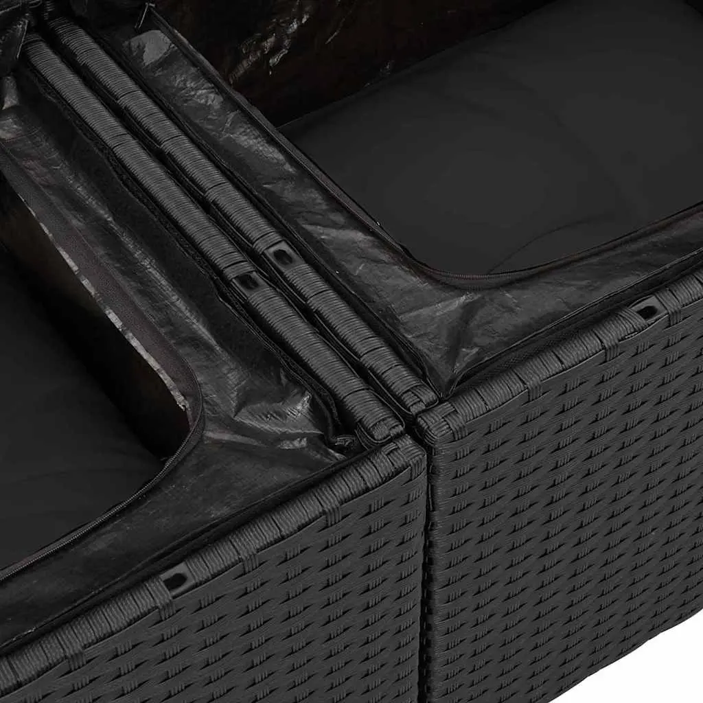 Outdoor Garden Sofa Set Modular Poly Rattan Powder-coated Steel Frame 8 Piece Black