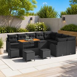 Outdoor Garden Sofa Set 13 Pieces with Storage Cushions Black Modular Seating