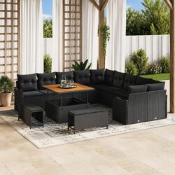Outdoor Garden Sofa Set with Storage 13 Piece Modular Seating Black