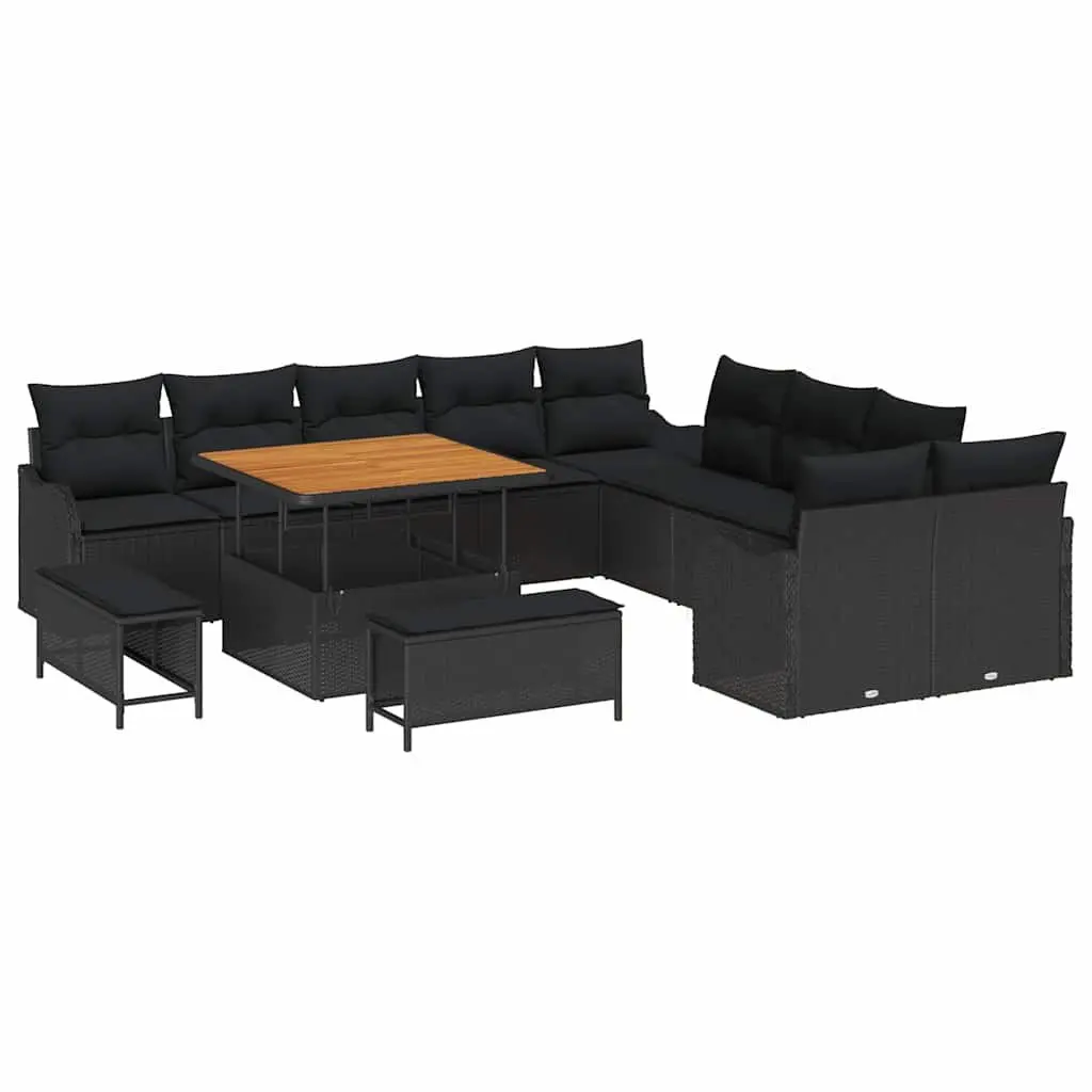 Outdoor Sofa Set Modular Poly Rattan 13 Piece Black