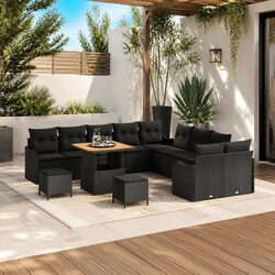 Functional 13-Piece Black Patio Sofa Set for Relaxation